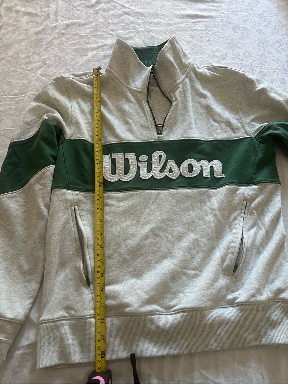 Wilson Grey & Dark Green Quarter-Zip Pullover